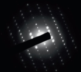 طرح پراش الکترون از یک نمونه TEM دارای فاز کریستالی منظم